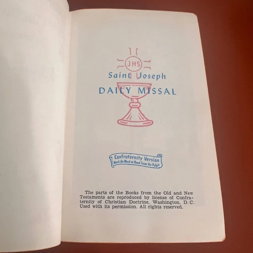 1959 Saint Joseph Daily Missal Catholic Book Publishing Co Leather Hoever T-810